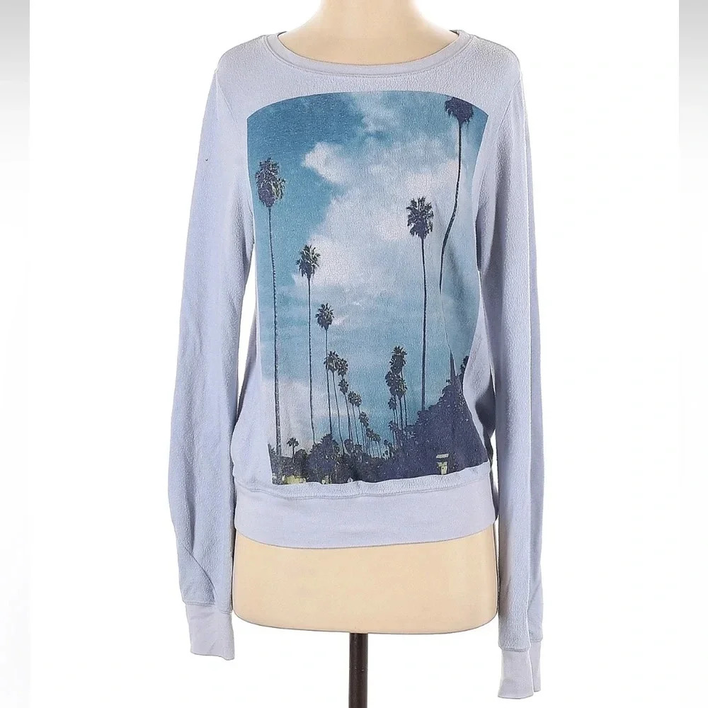 Wildfox Palm Tree Inside Out Crew Neck Sweatshirt Women’s Size XS